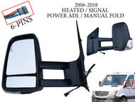 2006 2007 2008 2009 2010 2011 2012 2013 2014 2015 2016 2017 2018 Dodge Mercedes-Benz Freightliner Sprinter 2500 3500 Van Left Front Door Side Rear View Mirror Heated Signal Power Adjustment Manual Fold Curved Long Arm Driver