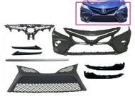 2018 2019 2020 Toyota Camry XSE SE Front Bumper Cover With Upper Lower Grille Headlight Trims Side Lower Trims & Center Lower Silver Trim - Texas-e-parts