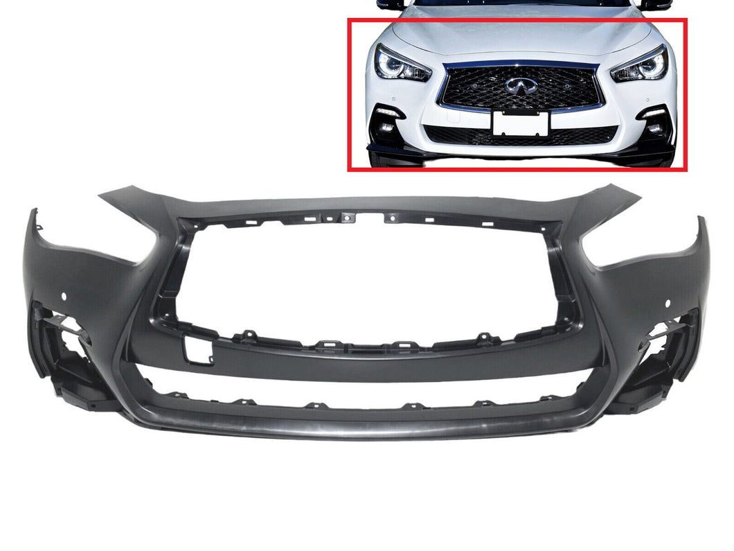2018 2019 2020 2021 2022 2023 2024 Infiniti Q50 Q50s Sports Front Bumper Cover With Two Sensor Holes