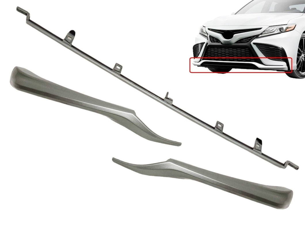 2021 2022 2023 Toyota Camry XSE SE Front Bumper Center Left Right Side Molding Trim Set Gray