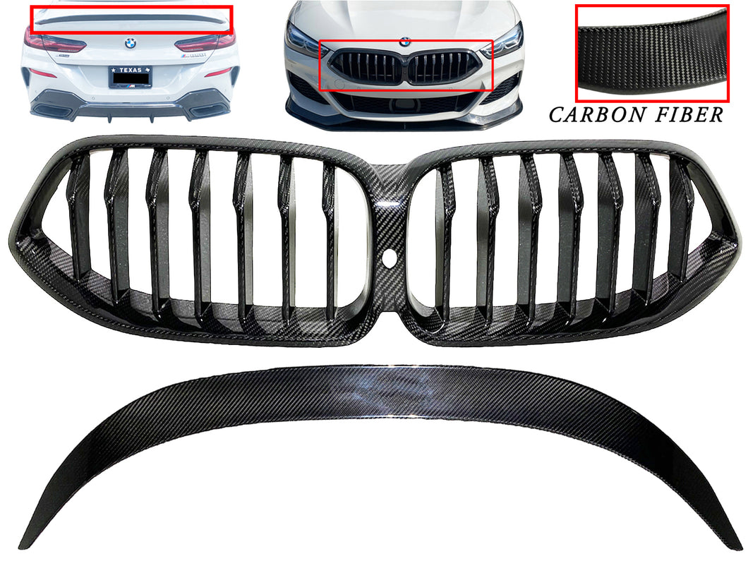 2019 2020 2021 2022 2023 2024 BMW 8-Series Front Bumper Upper Grille With Rear Trunk Spoiler Round