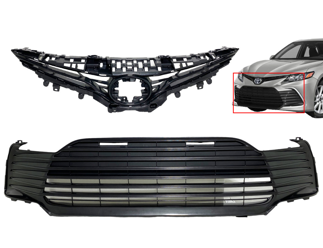 2021 2022 2023 Toyota Camry LE XLE Front Bumper Upper & Lower Grille