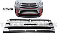 2017 2018 2019 Toyota Highlander Front Bumper Lower Grille Silver With Tow Covers - Texas-e-parts