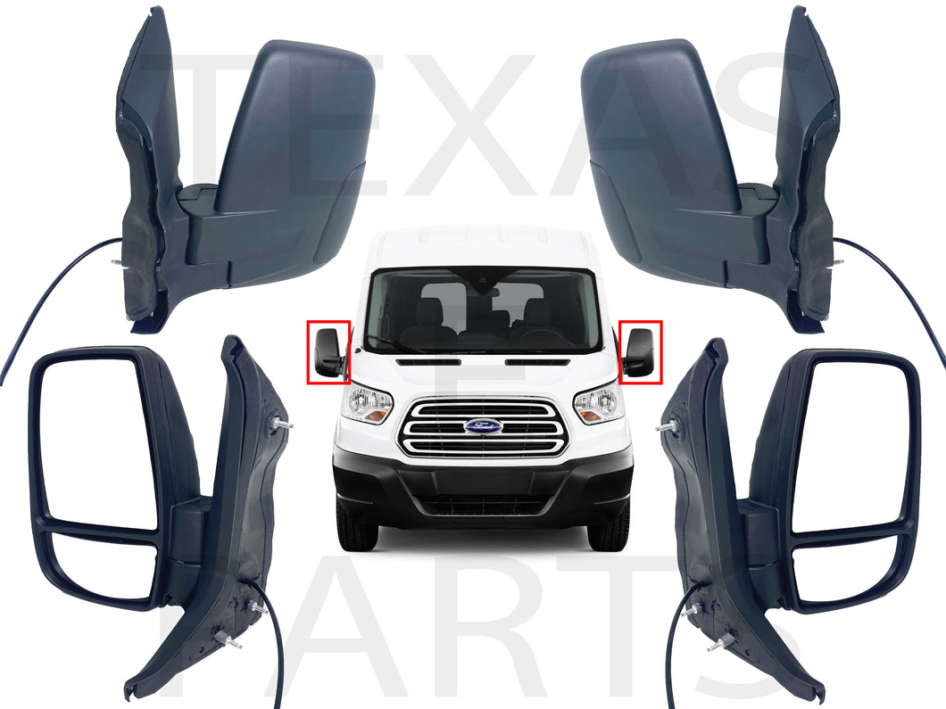 2015 2016 2017 2018 2019 2020 2021 2022 2023 2024 Ford Transit Front Left Right Door Side Rear View Mirror Short Arm Set Driver Passenger - Texas-e-parts