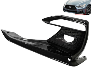 2018 2019 2020 2021 2022 2023 2024 Infiniti Q50 Q50s Sports Front Bumper Fog Light Cover Left Driver Side Gloss Black
